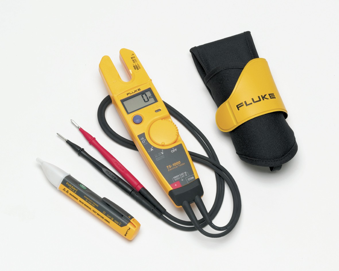 Kit comprobador eléctrico Fluke T5-1000 con detector de tensión 1 AC y funda