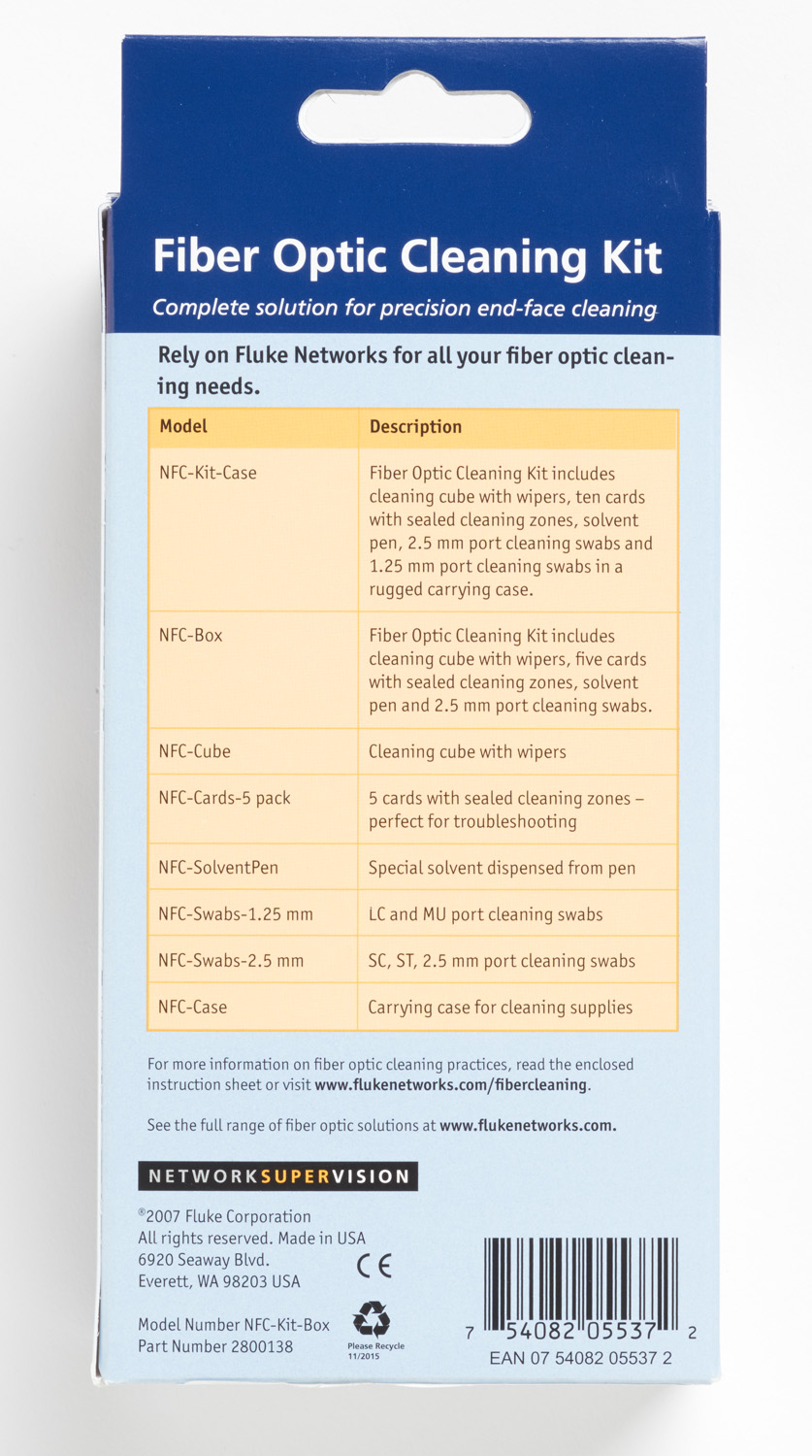 Consumibles kit de limpieza de fibra óptica NFC-Kit-Box